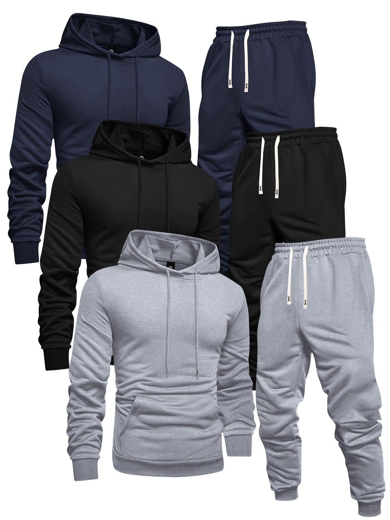 3 Sets Men's Casual Sports Hoodies Blouse And Pants