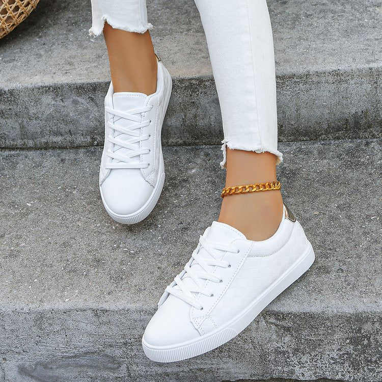 Women's Sneakers Plus Size Front Lace-up Casual Sports White Shoes