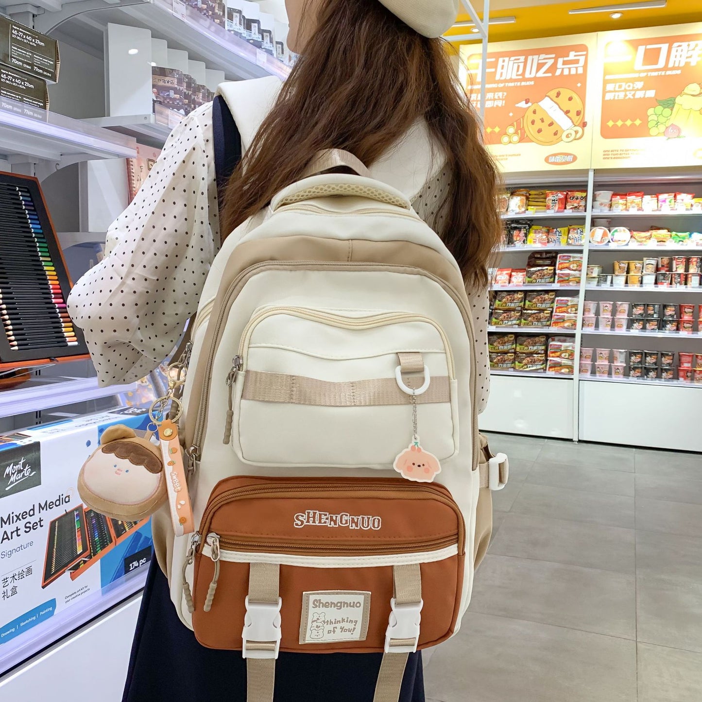 Student Versatile Contrast Color Large Capacity Backpack