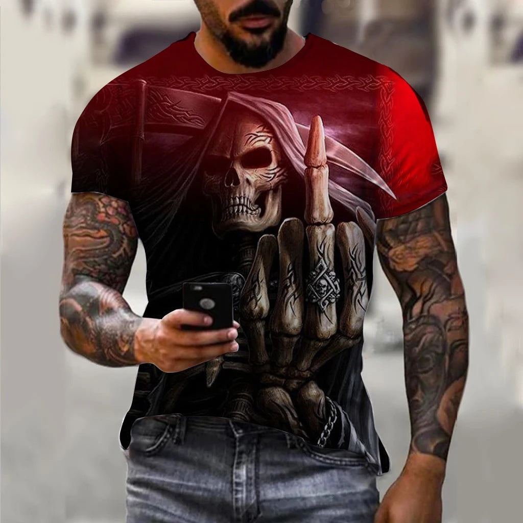 Men's 3D Printing Digital Crew Neck T-shirt Short Sleeves Top