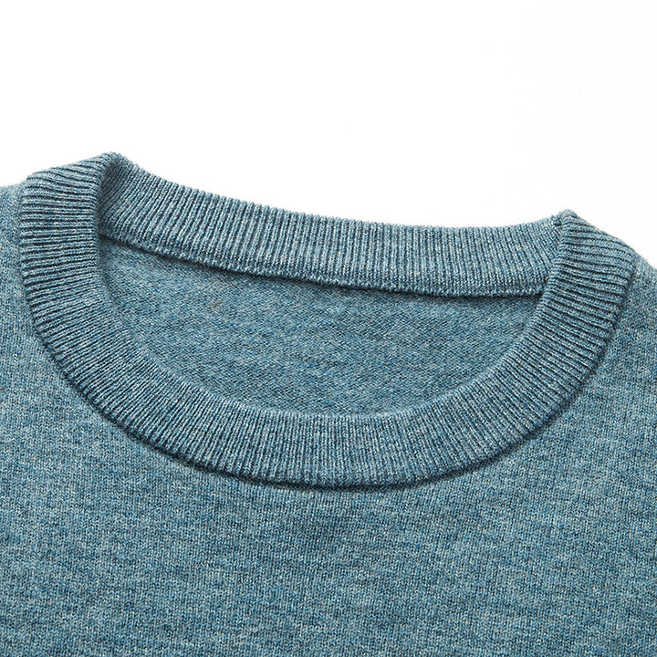 Men's Pure Wool Round Neck Autumn And Winter Keep Warm Pure Color Loose Sweater