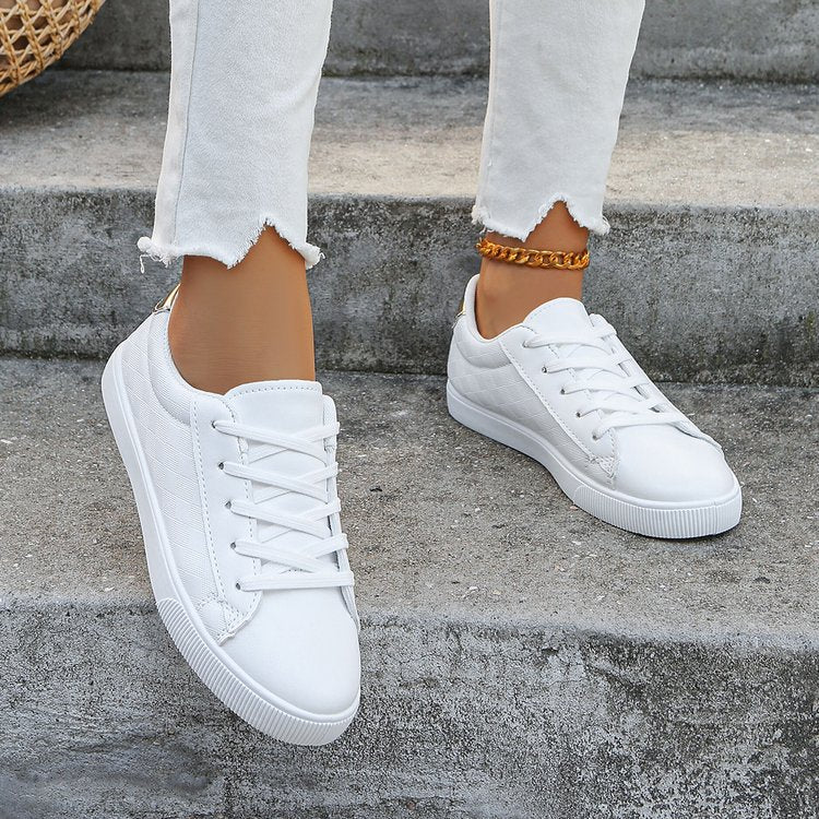 Women's Sneakers Plus Size Front Lace-up Casual Sports White Shoes