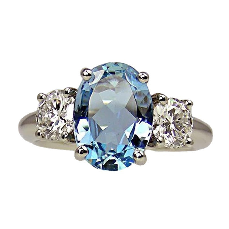 Fashion Oversized Aquamarine Ring For Women