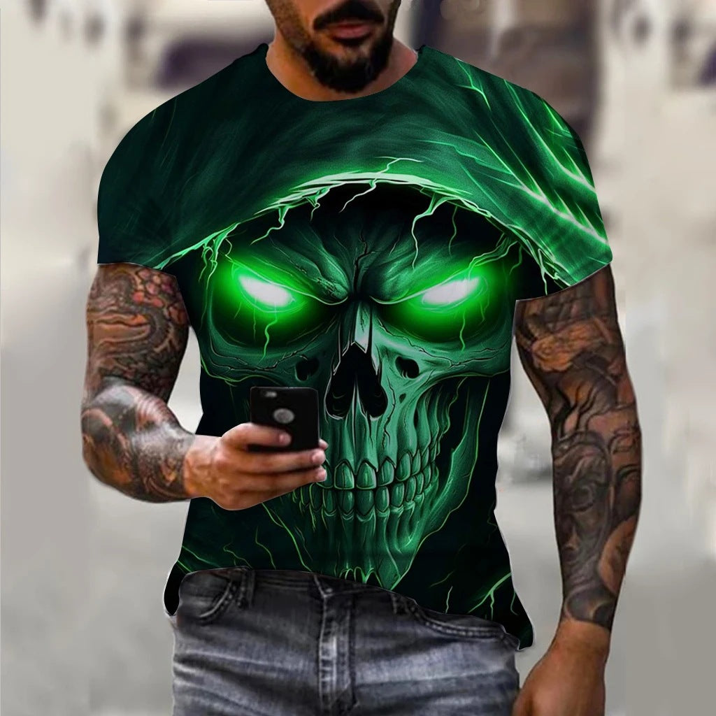 Men's 3D Printing Digital Crew Neck T-shirt Short Sleeves Top