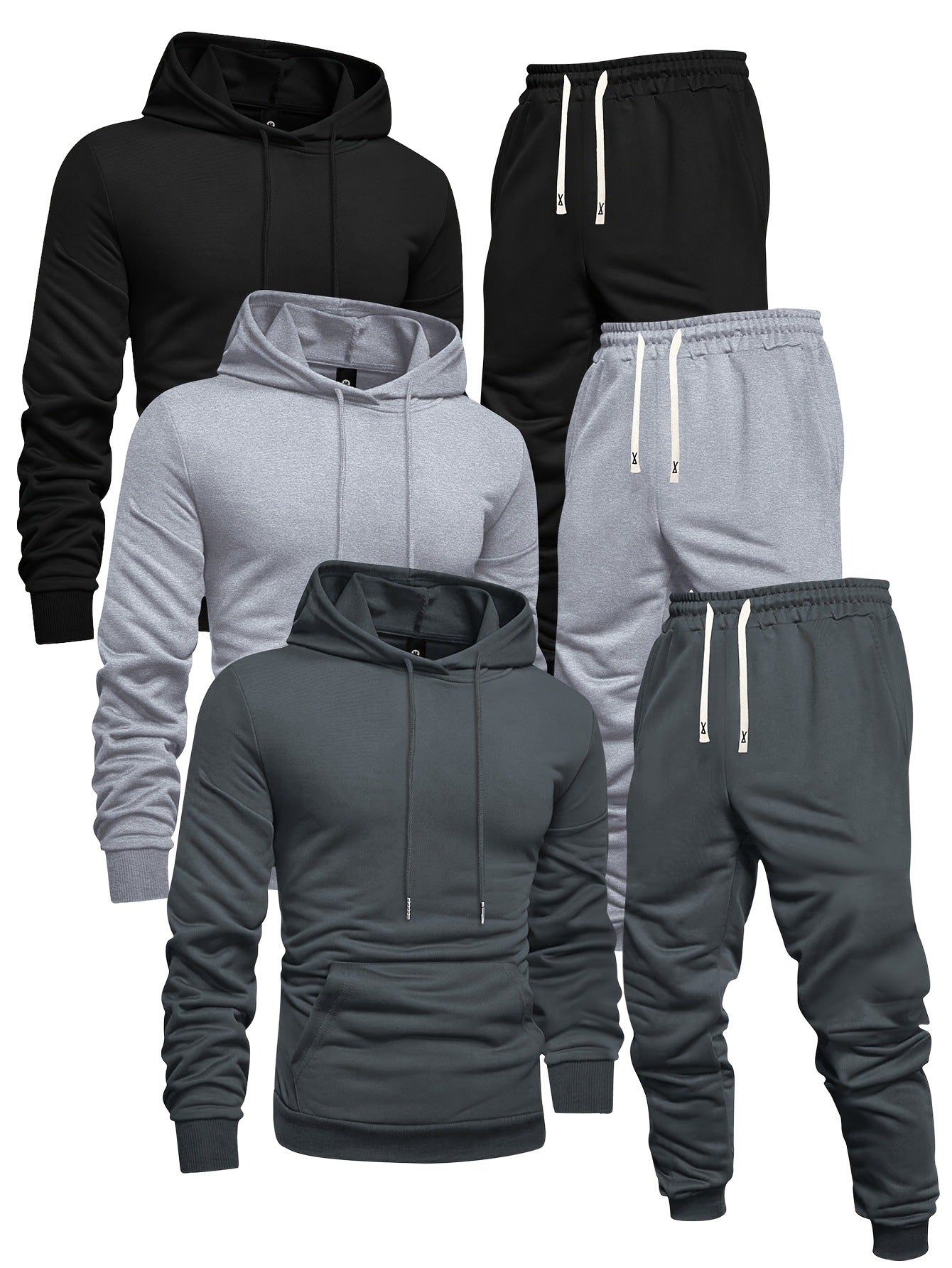 3 Sets Men's Casual Sports Hoodies Blouse And Pants