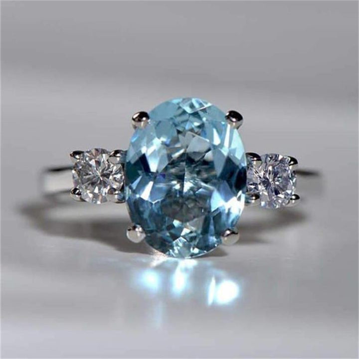 Fashion Oversized Aquamarine Ring For Women