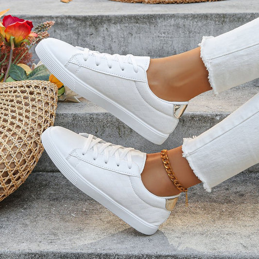 Women's Sneakers Plus Size Front Lace-up Casual Sports White Shoes