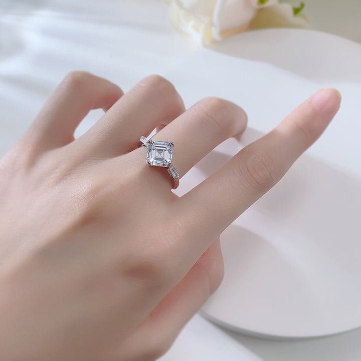 S925 Silver Shiny Ascut White Diamond Ring For Women