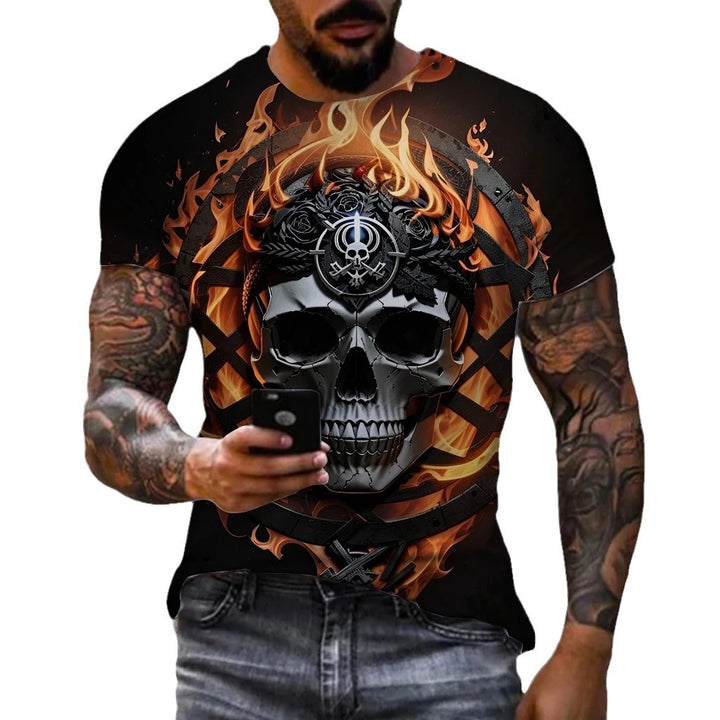 Men's 3D Printing Digital Crew Neck T-shirt Short Sleeves Top