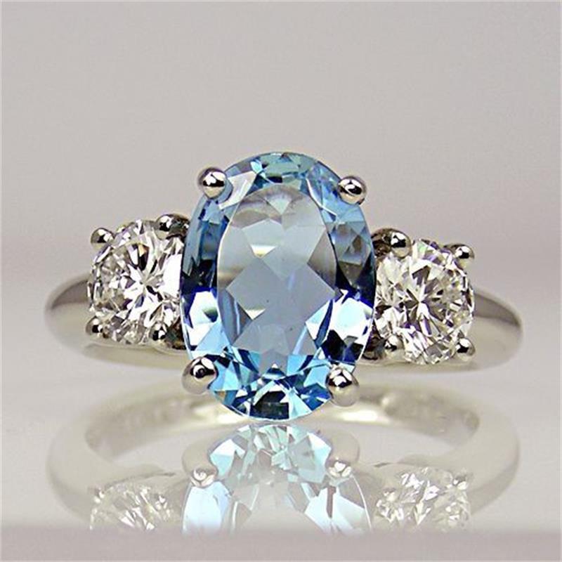 Fashion Oversized Aquamarine Ring For Women