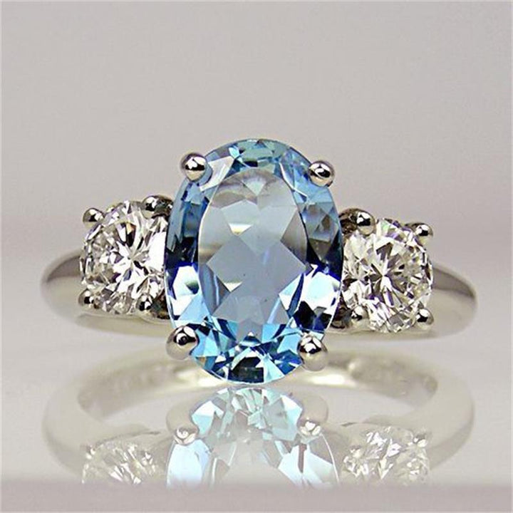 Fashion Oversized Aquamarine Ring For Women