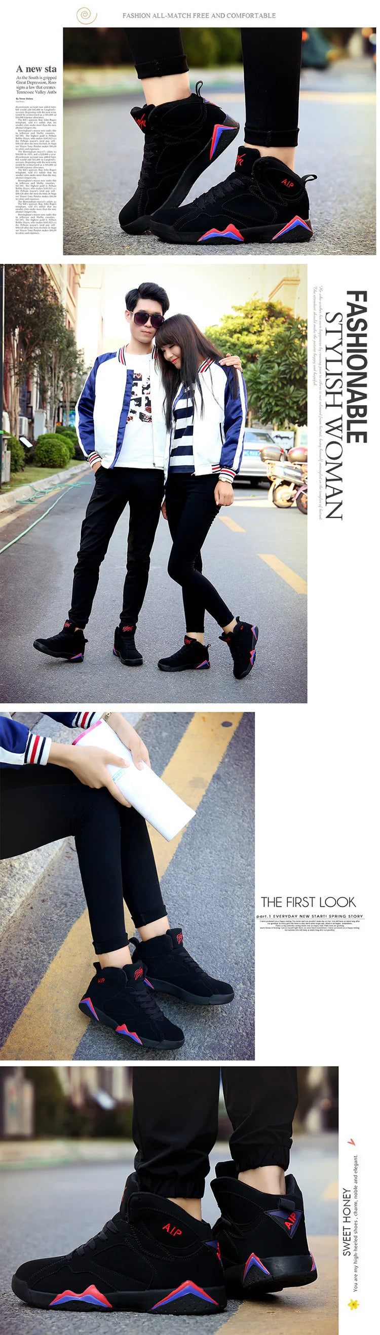 Men's basketball shoes high top sports shoes wear-resistant couple style casual youth outdoor style