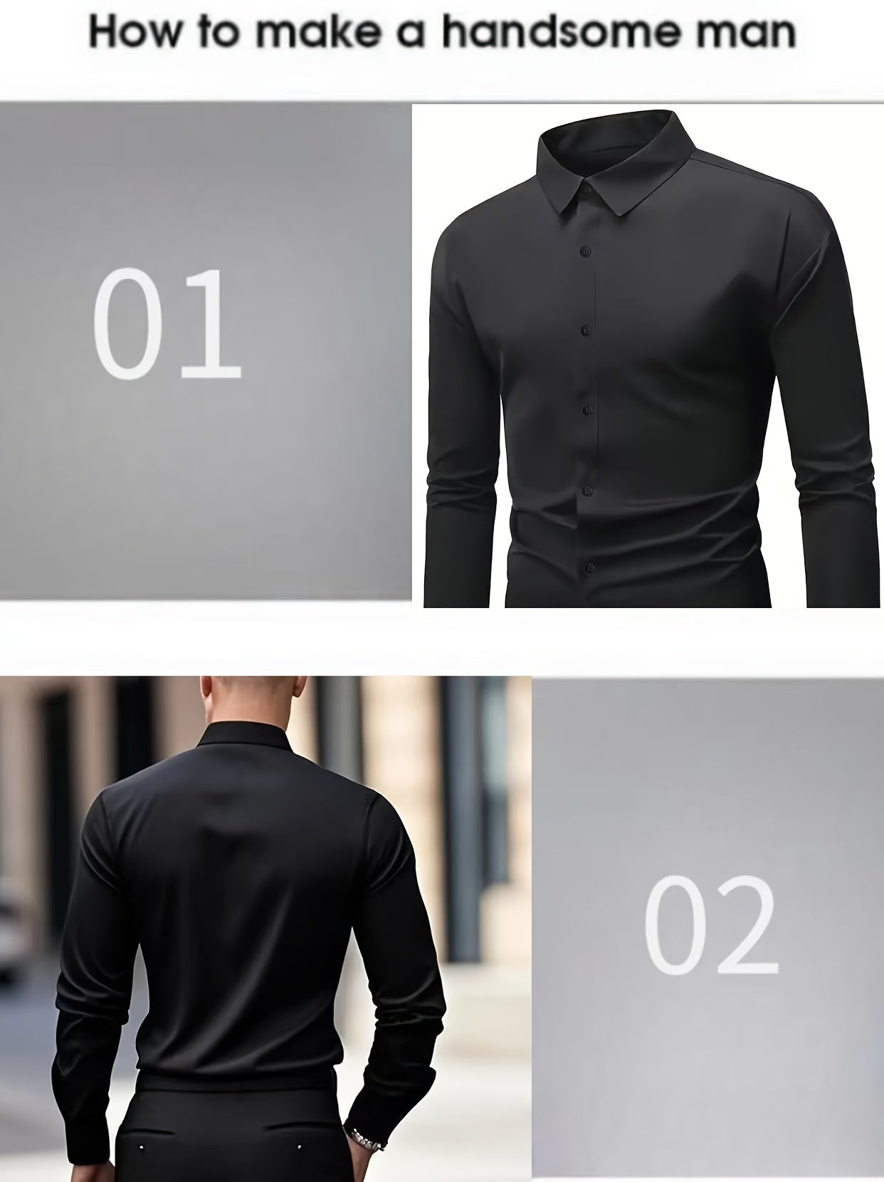 2pcs Autumn New Business Casual Formal Long Sleeve Shirt Slim Fit Open Collar Men's Long Sleeve Shirt