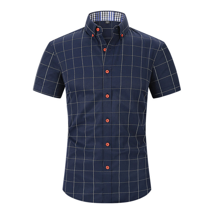 Plaid Men's Short-sleeved Shirt Anti-wrinkle