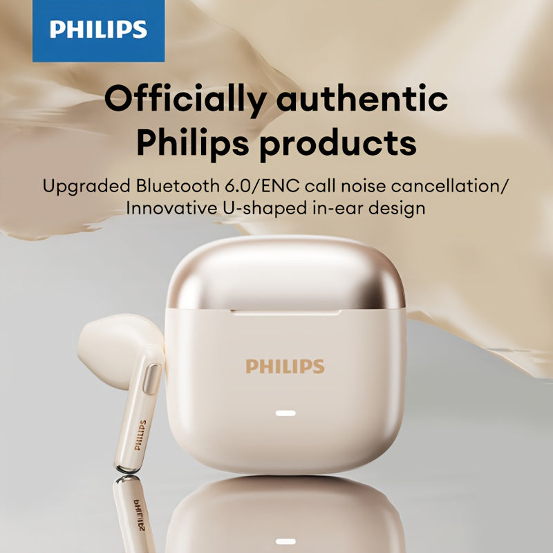 2025 Philips TAT1420 U - Shaped Patented Fit Long - Wear Wireless Earbuds Users Office Study Comfort
