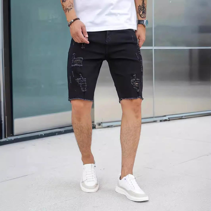 Leisure Ripped Slim Fit Denim Shorts