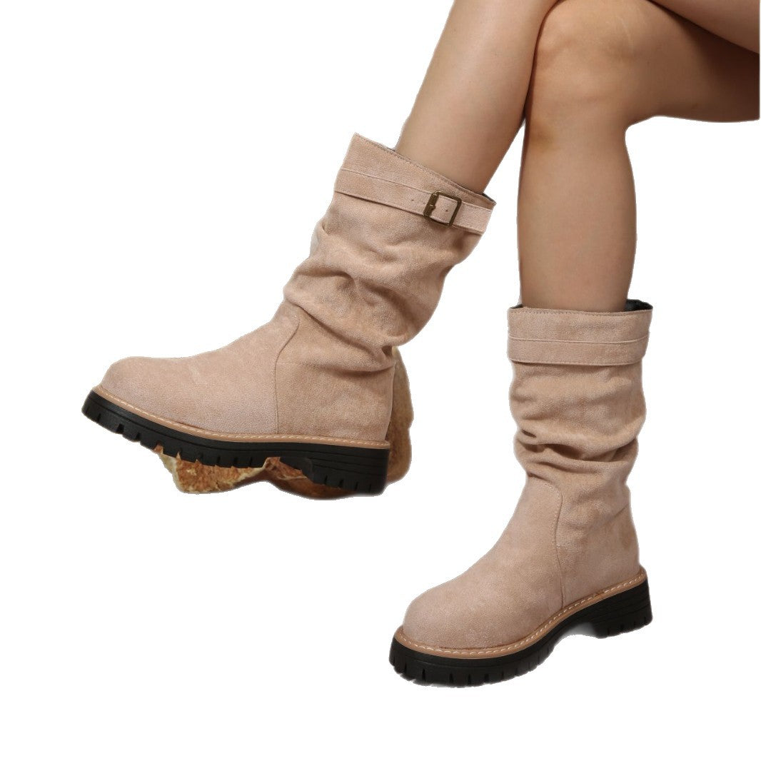 Womens Retro Mid-Calf Riding Boots