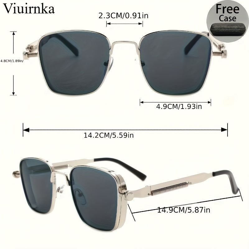 [Trendy Punk Sunglasses] Trendy Unique Reflective Punk Sunglasses | High-Quality Unisex Design with Case, Perfect for Outdoor Travel/Driving/Summer Beach Styling - Back-to-School Must-Have!