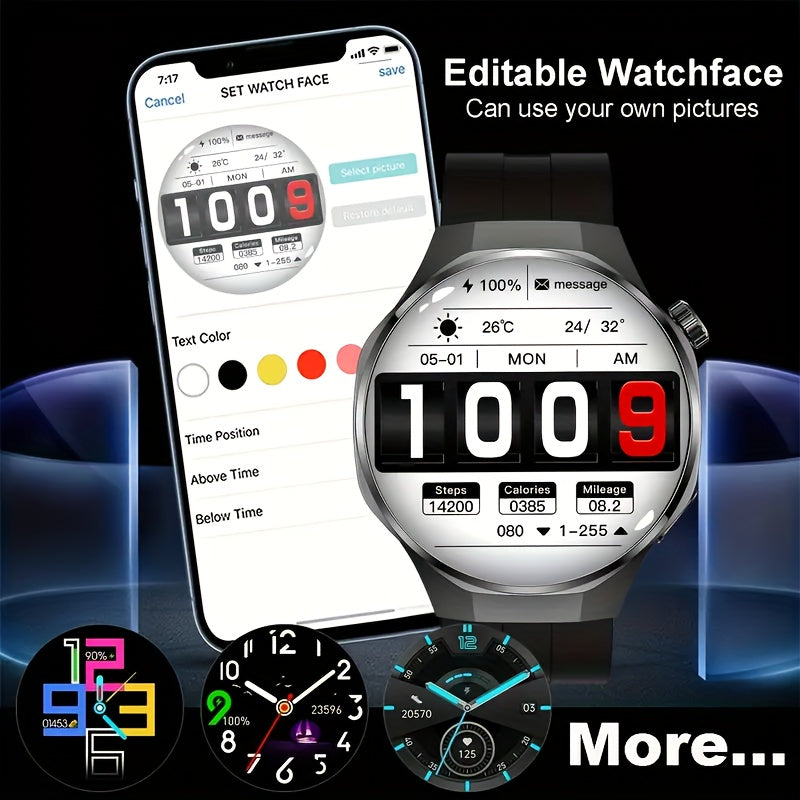 2025 Men's Smartwatch - HD TFT Display, Wireless Calling and Messaging, Android/iOS Compatible, Motion Tracker, Weather Alerts, 150+ Sport Modes, Activity Tracking, Black Silicone Strap, Modern Style, High-Quality Display