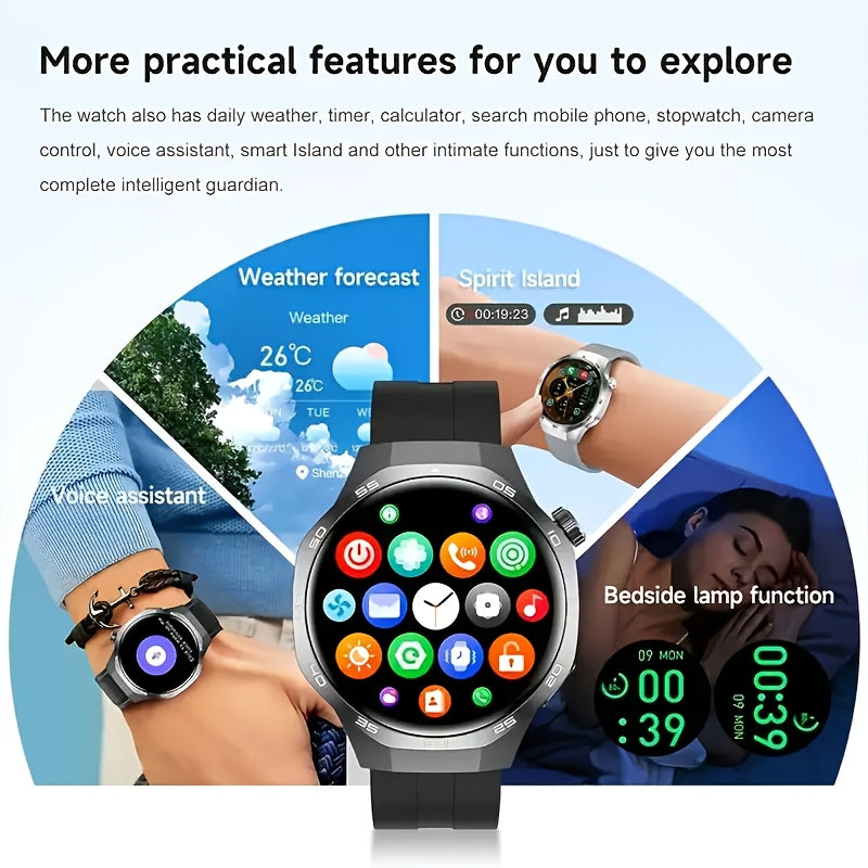 2025 Men's Smartwatch - HD TFT Display, Wireless Calling and Messaging, Android/iOS Compatible, Motion Tracker, Weather Alerts, 150+ Sport Modes, Activity Tracking, Black Silicone Strap, Modern Style, High-Quality Display