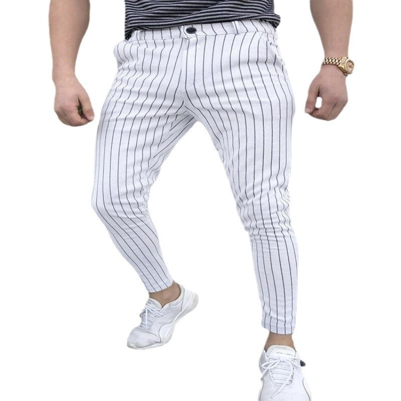 Spring And Autumn Slim Fit Men's Business Casual Pants Long Pants 3D Plaid