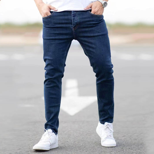 Stretch Denim Men's Pants Skinny Mid Waist