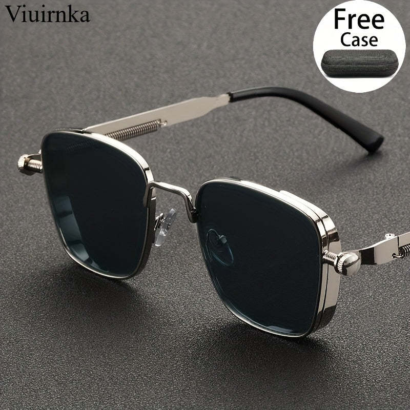 [Trendy Punk Sunglasses] Trendy Unique Reflective Punk Sunglasses | High-Quality Unisex Design with Case, Perfect for Outdoor Travel/Driving/Summer Beach Styling - Back-to-School Must-Have!