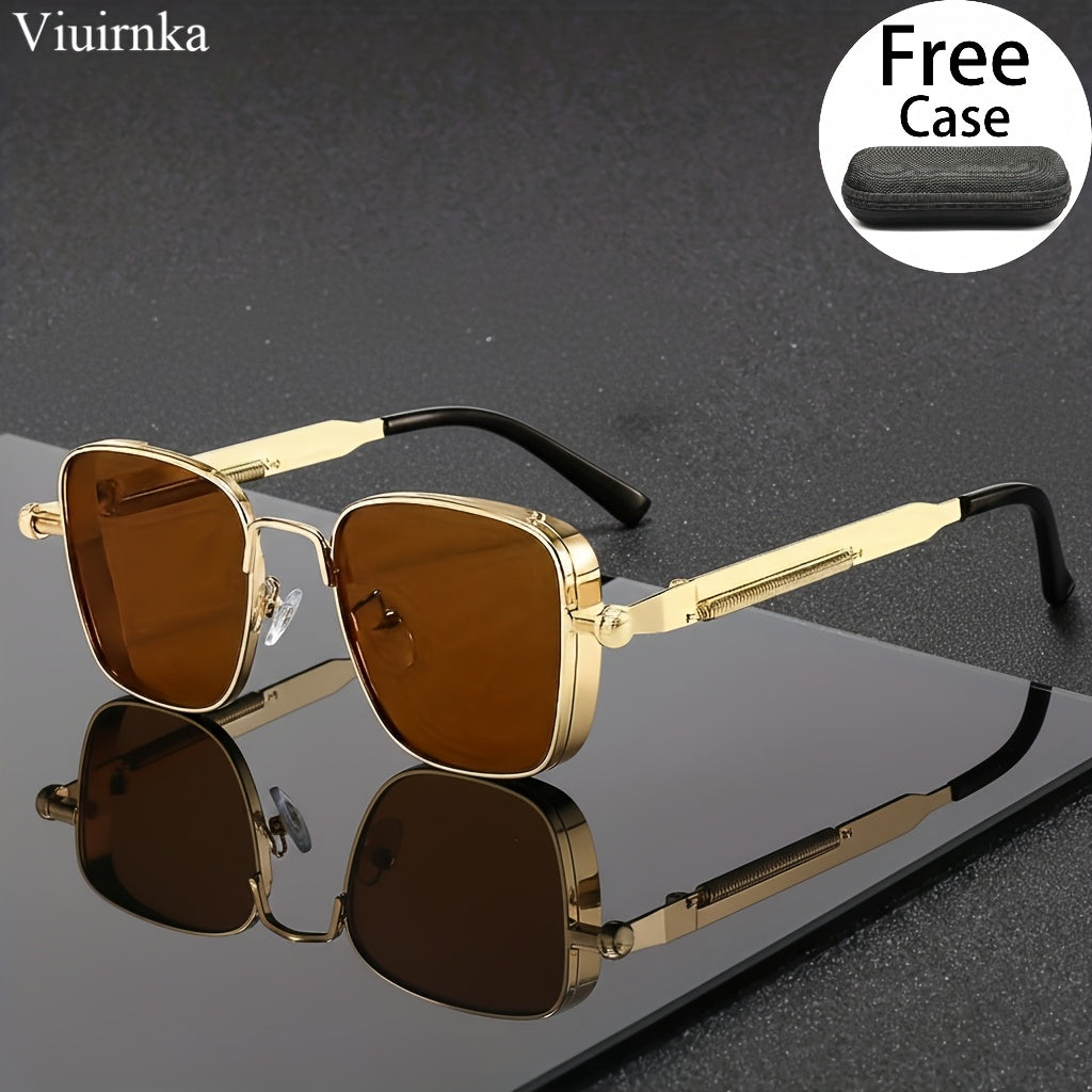 [Trendy Punk Sunglasses] Trendy Unique Reflective Punk Sunglasses | High-Quality Unisex Design with Case, Perfect for Outdoor Travel/Driving/Summer Beach Styling - Back-to-School Must-Have!