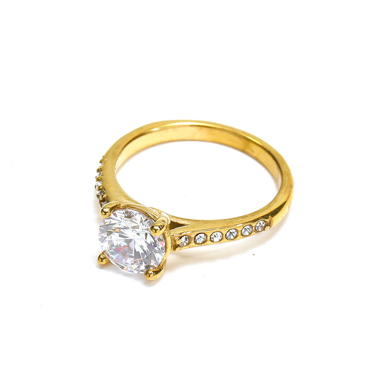 Simple Four-claw Micro Inlaid Zircon Row Diamond Ring