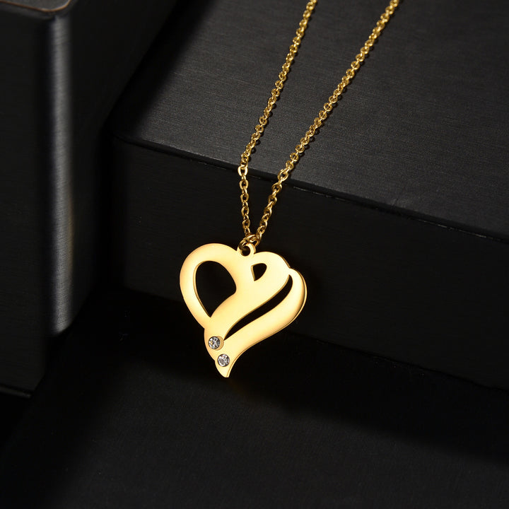 18k Gold Stainless Steel Heart-shaped Pendant Necklace For Women In Europe And America