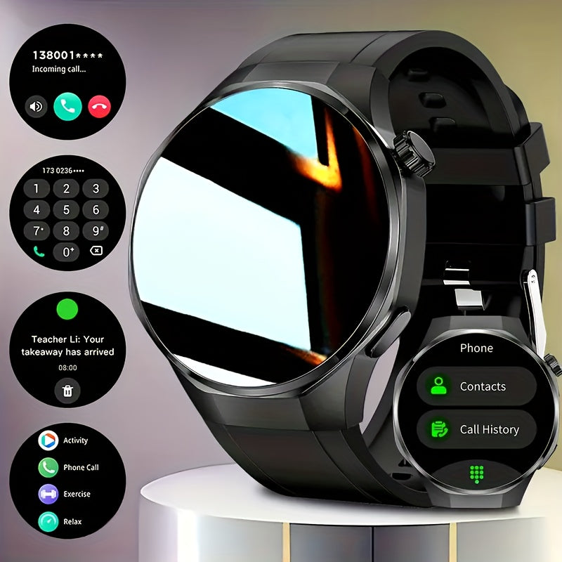 2025 Men's Smartwatch - HD TFT Display, Wireless Calling and Messaging, Android/iOS Compatible, Motion Tracker, Weather Alerts, 150+ Sport Modes, Activity Tracking, Black Silicone Strap, Modern Style, High-Quality Display