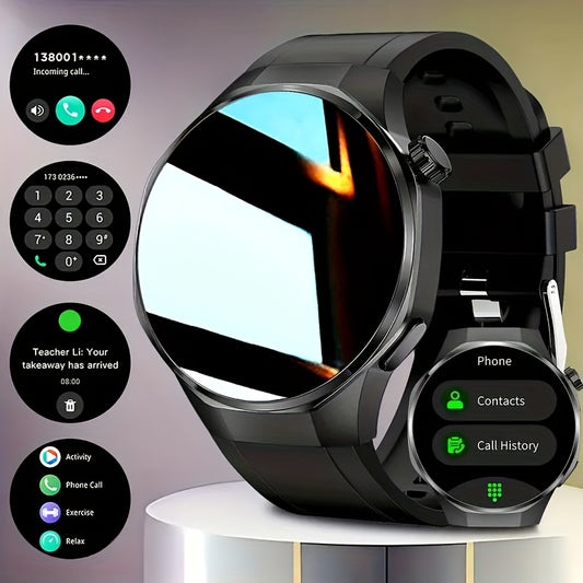 2025 Men's Smartwatch - HD TFT Display, Wireless Calling and Messaging, Android/iOS Compatible, Motion Tracker, Weather Alerts, 150+ Sport Modes, Activity Tracking, Black Silicone Strap, Modern Style, High-Quality Display