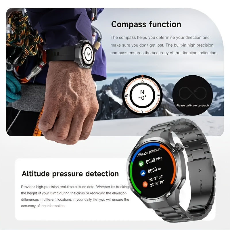 2025 Men's Smartwatch - HD TFT Display, Wireless Calling and Messaging, Android/iOS Compatible, Motion Tracker, Weather Alerts, 150+ Sport Modes, Activity Tracking, Black Silicone Strap, Modern Style, High-Quality Display