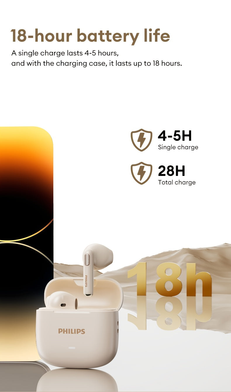 2025 Philips TAT1420 U - Shaped Patented Fit Long - Wear Wireless Earbuds Users Office Study Comfort
