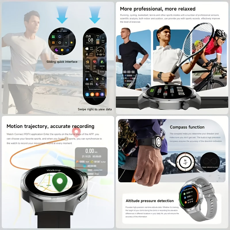 2025 Men's Smartwatch - HD TFT Display, Wireless Calling and Messaging, Android/iOS Compatible, Motion Tracker, Weather Alerts, 150+ Sport Modes, Activity Tracking, Black Silicone Strap, Modern Style, High-Quality Display