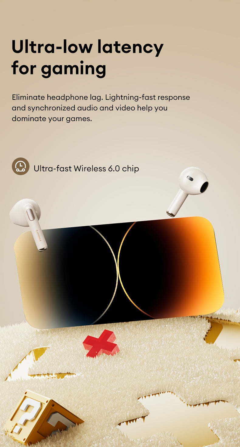 2025 Philips TAT1420 U - Shaped Patented Fit Long - Wear Wireless Earbuds Users Office Study Comfort