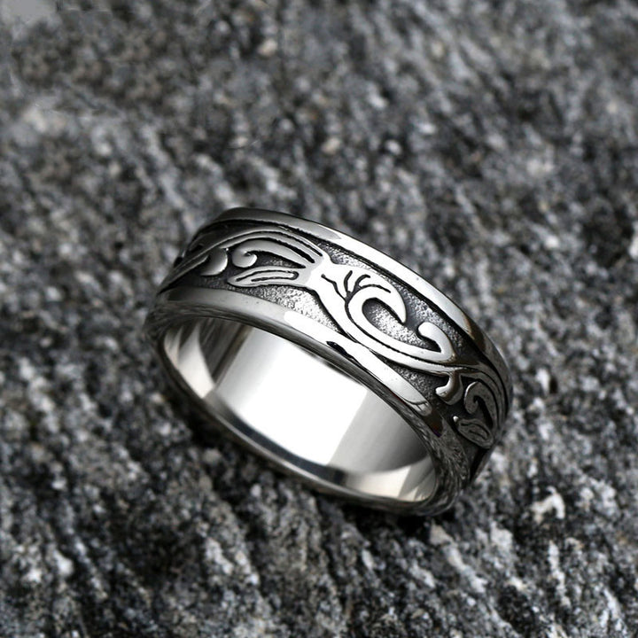 Titanium Steel Tang Grass Pattern Ring Simple