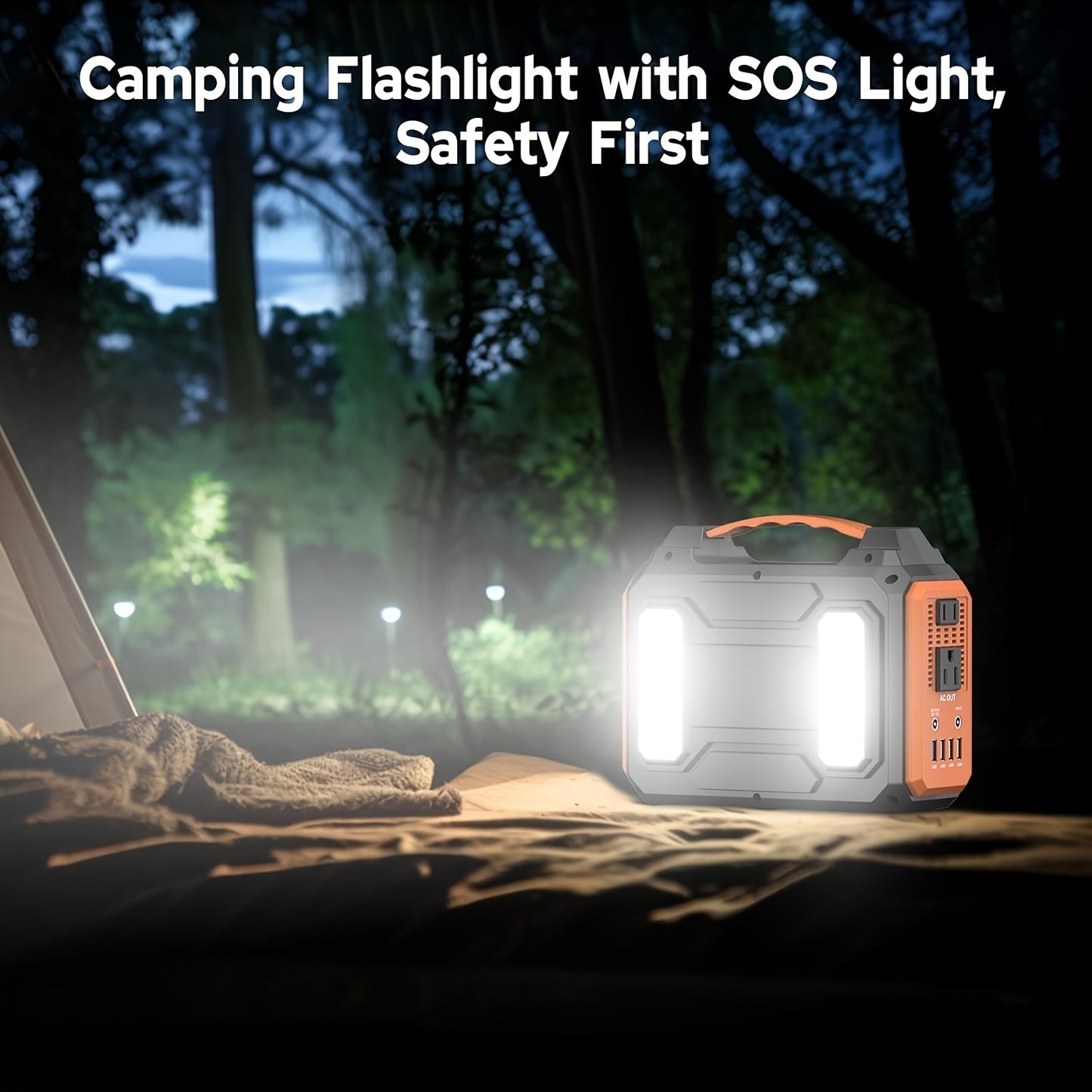 300W/100W Portable Power Station Solar Generator - 296Wh/256Wh/280Wh/146Wh Compact Lithium-Ion Battery Charger with 110V AC Outlet, DC & USB Outputs, LED Flashlight, Built-in Cooling Vents for Camping, RV, Emergency Home Use,